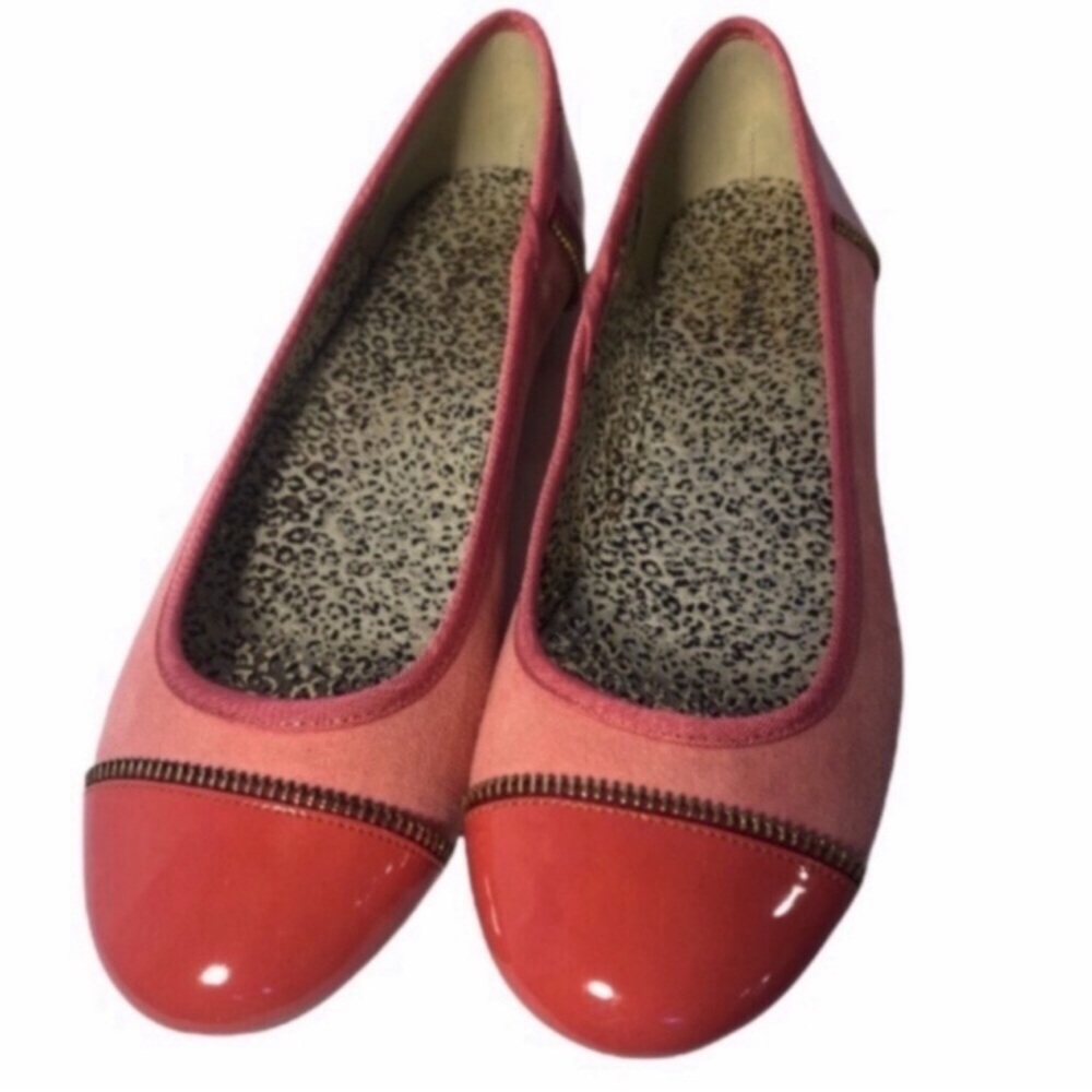 Style & Co Women's Sz 8M Acacia flats Tri color Pinks Patent Leather & Suede